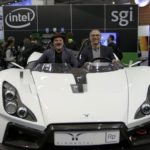 Gabriel Broner and Rich Brueckner behind the wheel of a carbon-fiber Elemental car designed using SGI technologies.