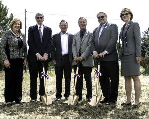 From left, Patricia Falcone, deputy director for Science and Technology, Charles Verdon, principal associate director for Weapons and Complex Integration, Michel McCoy, director of Weapons Simulation and Computing, Livermore Mayor John Marchand, Bill Goldstein, LLNL director, and Dona Crawford, associate director of the Computation Directorate.