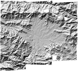 Two university research teams are employing satellite imagery and supercomputers to produce high-resolution images to aid the Nepali earthquake relief effort. This image is a hillshade-rendered Digital Terrain Model image of the Kathmandu Valley, Nepal, created by SETSM software.