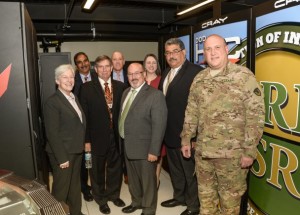Army and Department of Defense officials gather at the U.S. Army Research Laboratory Department of Defense Supercomputing Resource Center for the Excalibur supercomputer ribbon-cutting ceremony at Aberdeen Proving Ground, Md., Oct. 16, 2015.
