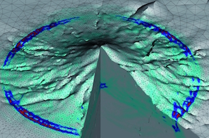 Simulated propagation of seismic waves in the stratovolcano Mount Merapi