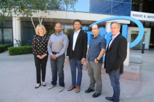 Intel’s Diane Bryant with Nervana’s co-founders Naveen Rao, Arjun Bansal, Amir Khosrowshaki and Intel vice president Jason Waxman