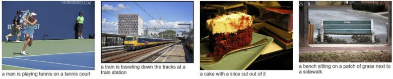 Figure 1: NeuralTalk2 examples (Source: https://github.com/karpathy/neuraltalk2)
