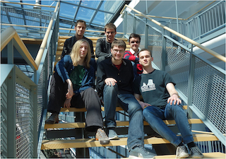 Team PhiClub of Technical University of Munich (TUM), Germany: Back, from left: Stefan Haas, David Schneller, and Svilen Stefanov. Front, from left: Sharru Møller, Maximilian Hornung, and Jan Schuchardt