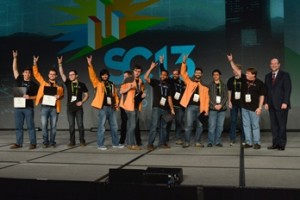 Members of the University of Texas, Austin took top honors in the SC13 Student Cluster Competition.